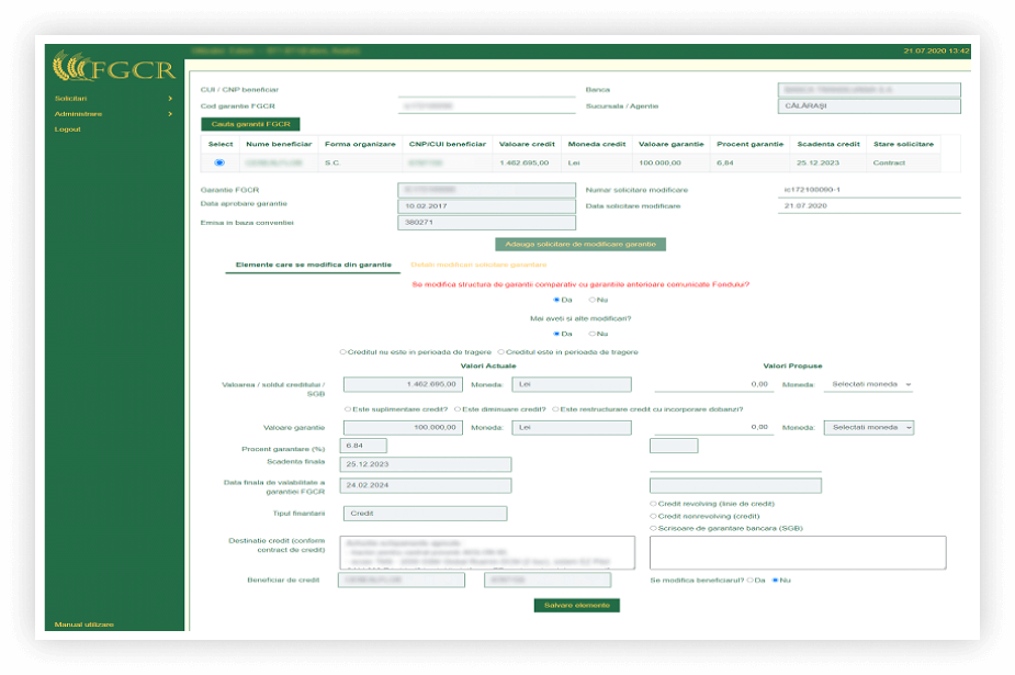 software garantii financiare