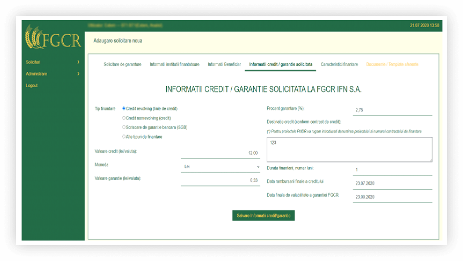 software garantii financiare