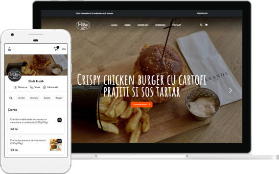 Solutie digitala restaurante (vanzari & livrari & promovare) - Club Hush