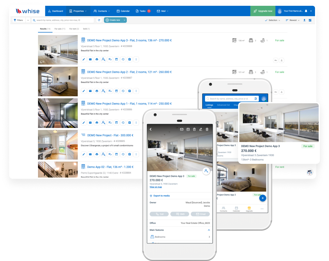 Case study WHISE CRM, Check out our project WHISE CRM: Complet web-based  CRM solution, easily accessible from any device and able to help end-users  (real estate agents) save